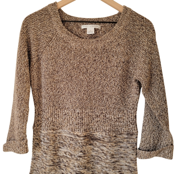 Maggy London Marled Knit Sweater Dress Cuffed Sleeves Merino Wool Blend NWOT - Picture 4 of 13